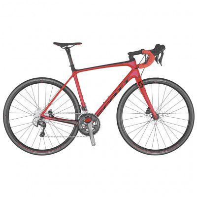  Vélo course carbon SCOTT 2020 Addict 30 Disc Compact rouge décor noir