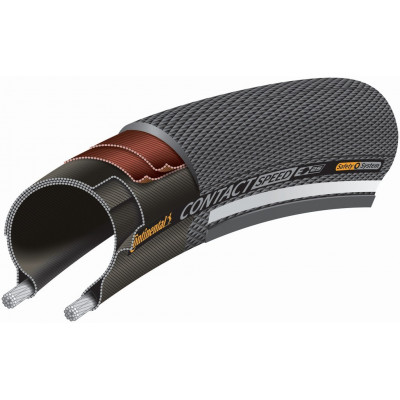 Pneu 28p CONTINENTAL vtc route vae Contact Speed Réflex E25 noir flancs noirs