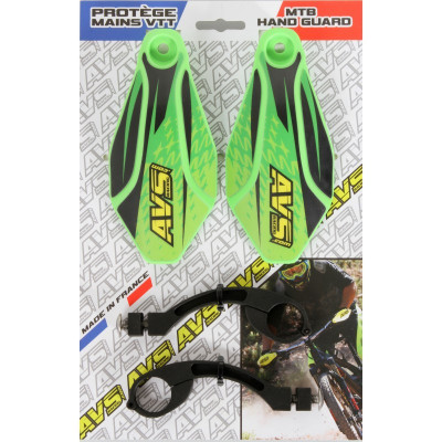 Protège mains AVS pvc/alu Déco vert Kawa décor noir et jaune