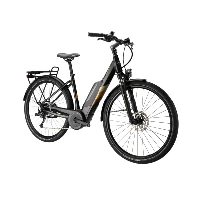 Vélo électrique urbain 28p LAPIERRE 2021 alu Overvolt Urban 6.5 500 noir décor crême et marron