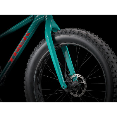 Vélo VTT fat bike 27.5x4.50 alu TREK 2022 Farley 5 dégradé de bleu turquoise décor rouge