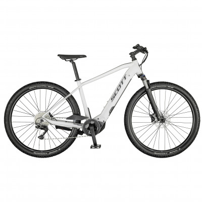 Vélo électrique VTC 29p alu - SCOTT 2021 Sub Cross eRide 10 Men 625 - Blanc Décor noir