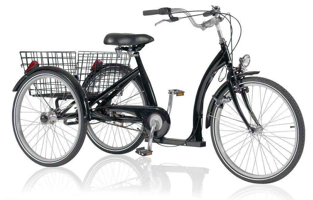 Vélo adulte tricycle à 7 vitesses de 24 pouces avec panier d'achat