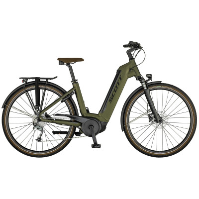 Vélo électrique urbain unisexe 28p alu - SCOTT 2022 Bike Sub Tour eRIDE 30 USX 500 - Kaki Décor vert sapin