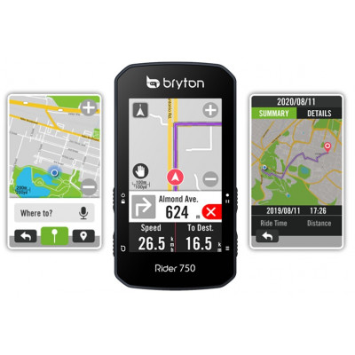  GPS vélo compteur - BRYTON Rider 750 E - noir :  écran couleur 2.8" - altimètre barométrique - connectivité Bluetooth et