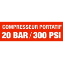 Compresseur électroportatif POGGIO sans fil R180 20 Bars/300 Psi