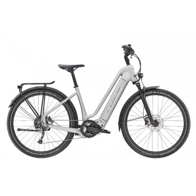 Vélo électrique vtc urbain 27.5p TREK 2022 alu Allant+ 7 Lowstep 500 argent QuickSilver mat décor miroir