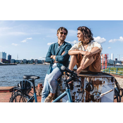 Vélo urbain route femme 28p alu - STEVENS Galant Lite Lady - bleu argent décor bleu acier et noir