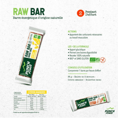 Barre énergétique - PUNCH POWER Raw Bar - Barre crue Citron amandes : la barre