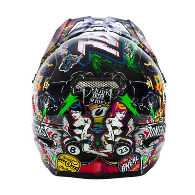 Casque intégral enfant - ONEAL Sonus Youth Crank - noir décor multicolore : coque polycarbonate - fermeture magnétique -