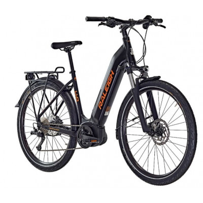 Vélo électrique VTC Femme 27P - RALEIGH 2021 Dundee LTD 500 - Noir minéral mat décor orange