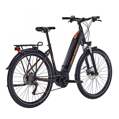 Vélo électrique VTC Femme 27P - RALEIGH 2021 Dundee LTD 500 - Noir minéral mat décor orange