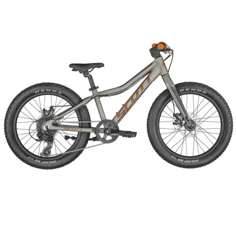 Vélo VTT enfant 6 à 9 ans alu 20p - SCOTT 2022 Roxter 20 Raw Alloy - Gris  décor orange : fourche rigide - Vélo 9