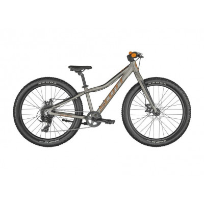 Vélo VTT enfant 8 à 11 ans alu 24p - SCOTT 2022 Roxter 24 Raw Alloy - Gris décor orange : fourche rigide