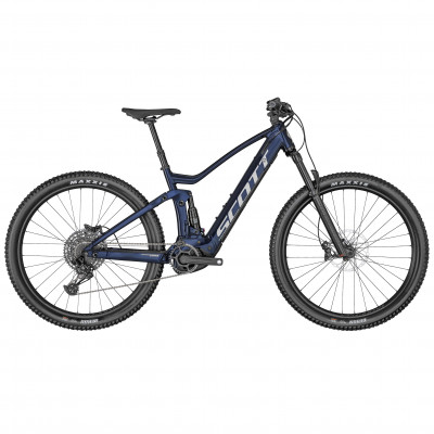  Vélo électrique VTT 29p alu - SCOTT 2022 Strike eRide 940 500 - Bleu nuit décor noir : 140/140mm