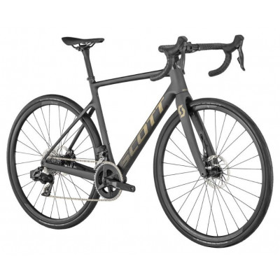 Vélo course 700 carbone - SCOTT 2022 Addict 10 Carbon Black - Noir mat décor doré