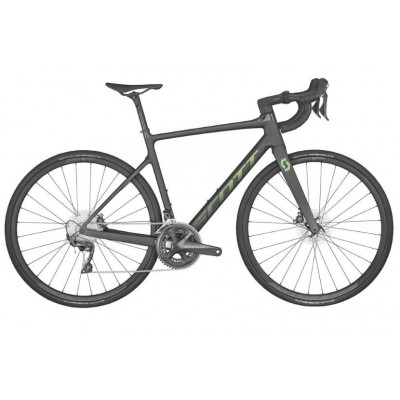 Vélo course carbone 700 - SCOTT 2022 Addict 20 Carbon Black - Noir mat décor vert métallisé