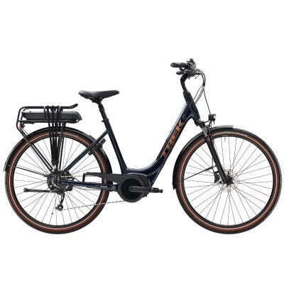 Vélo électrique ville 28p alu - TREK 2022 Verve+ 2 LowStep 400 - Deep Dark Blue - Bleu nuit décor cuivré