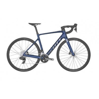  Vélo électrique course carbone - SCOTT 2022 Addict eRide 20 250 - Bleu marine décor argent : 2x12v