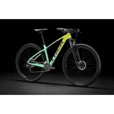  Vélo VTT 26p alu - TREK 2023 Marlin 5 - Volt to Miami Green Fade - Turquoise et jaune décor noir : 100mm