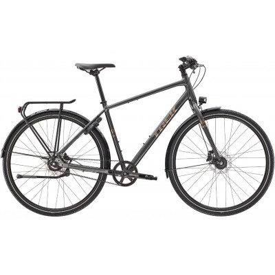Vélo route fitness 700 alu - TREK 2022 District 4 Equipped - Gris Lithium Grey Décor Or