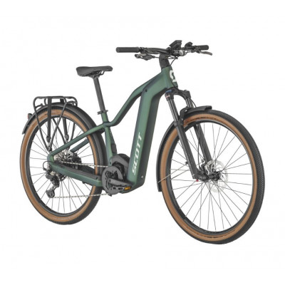 Vélo électrique VTC 29p alu - SCOTT 2022 Axis eRIDE Evo Tour Lady 750 - Vert métallisé décor argent