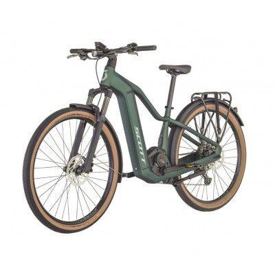 Vélo électrique VTC 29p alu - SCOTT 2022 Axis eRIDE Evo Tour Lady 750 - Vert métallisé décor argent
