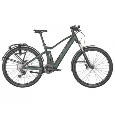 Vélo électrique VTC 29p alu - SCOTT 2022 Axis eRIDE FS 625 - Noir irisé vert décor gris
