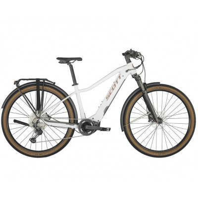 Vélo électrique VTC 29p alu - SCOTT 2022 Axis eRIDE 10 Lady 625 - Blanc décor ocre