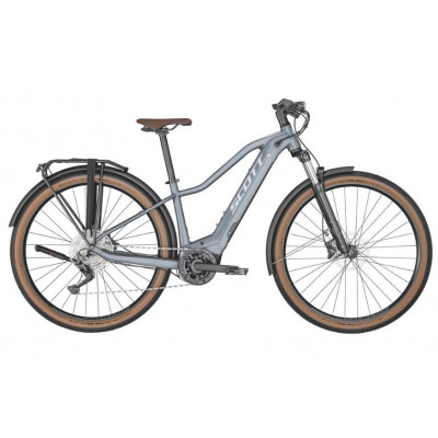 Vélo électrique VTC 27.5/29p alu - SCOTT 2022 Axis eRIDE 20 Lady 500 - Bleu-gris décor blanc