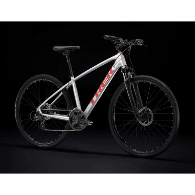  Vélo VTC homme 28p alu - TREK 2022 Dual Sport 1 - Quicksilver - Gris décor rouge : 63mm