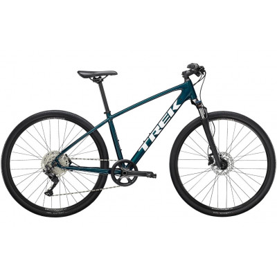 Vélo VTC homme 28p alu - TREK 2023 Dual Sport 3 - Dark Aquatic - Bleu métallisé décor blanc