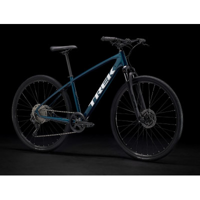 Vélo VTC homme 28p alu - TREK 2023 Dual Sport 3 - Dark Aquatic - Bleu métallisé décor blanc :