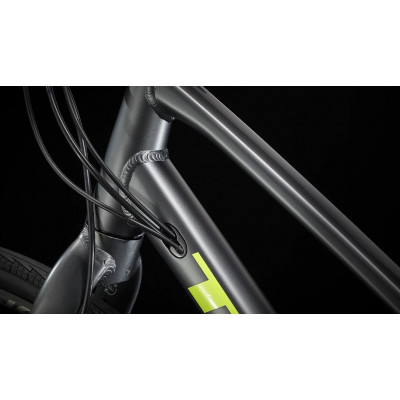Vélo route fitness 700 alu - TREK 2023 FX 2 Disque Stagger - Satin Lithium Grey - gris décor jaune