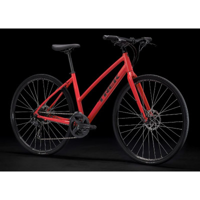  Vélo route fitness 700 alu - TREK 2023 FX 2 Disque Stagger - Satin Viper Red - rouge décor noir : 2x9v