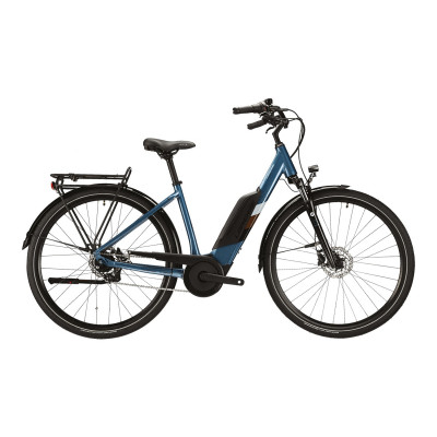 Vélo électrique urbain 26p alu - LAPIERRE 2023 Overvolt Urban 3.4 Ouvert 400 - Bleu acier décor blanc et noir : 63mm