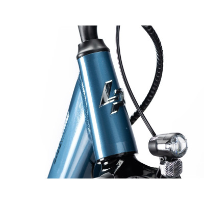 Vélo électrique urbain 26p alu - LAPIERRE 2023 Overvolt Urban 3.4 Ouvert 400 - Bleu acier décor blanc et noir : 63mm