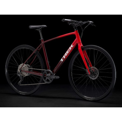  Vélo route fitness 700 alu - TREK 2022 FX 3 Disque - Viper Red to Cobra Blood Fade - bordeaux et rouge vif décor blanc :