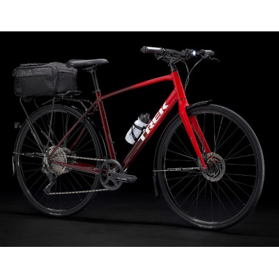 Vélo route fitness 700 alu - TREK 2023 FX 3 Disque - Viper Red to Cobra Blood Fade - bordeaux et rouge vif décor blanc :