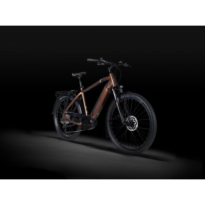 Vélo électrique VTC 27.5p alu - LAPIERRE Overvolt eExplorer 6.5 500 - Marron métallisé décor argent : 80mm