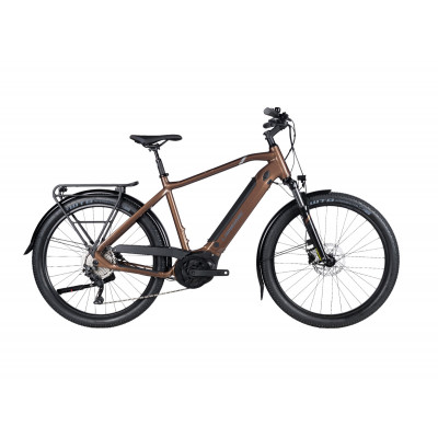 Vélo électrique VTC 27.5p alu - LAPIERRE Overvolt eExplorer 6.5 500 - Marron métallisé décor argent : 80mm