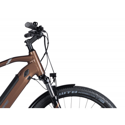 Vélo électrique VTC 27.5p alu - LAPIERRE Overvolt eExplorer 6.5 500 - Marron métallisé décor argent : 80mm