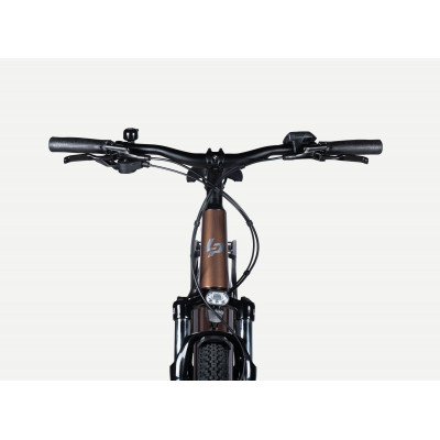 Vélo électrique VTC 27.5p alu - LAPIERRE Overvolt eExplorer 6.5 500 - Marron métallisé décor argent : 80mm