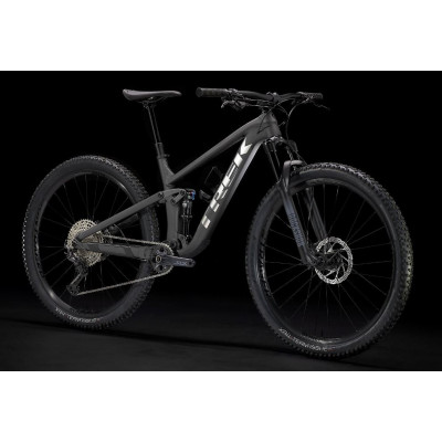  Vélo vtt 29p alu - TREK 2022 Top Fuel 7 - Matte Dnister Black - noir mat décor argent : 120/120mm