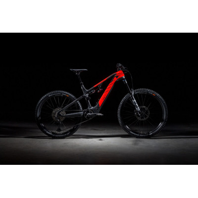  Vélo VTT électrique 29/27.5 carbone ROTWILD 2022 Enduro R.E750 FS Core Red 750 - Gris carbon décor rouge néon : 170/162