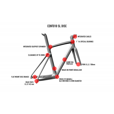 Vélo course 700 carbon WILIER 2023 Cento10 SL Disc Ultégra RS171 rouge brillant décor blanc et noir