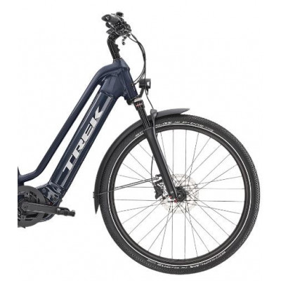 Vélo électrique vtc urbain 27.5p alu - TREK 2022 Allant+ 7 Lowstep 500 - Bleu nuit décor gris argent