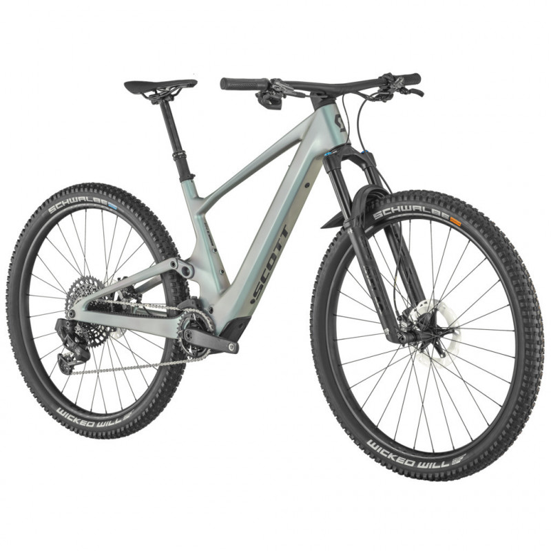  Vélo électrique VTT 29p alu - SCOTT 2023 Lumen eRide 900 360 - Argent irisé brillant décor noire : 130/130mm