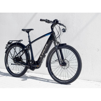 Vélo électrique route urbain 27.5p TREK 2023 alu Allant+ 9S Speed 625/45km/h noir brillant décor bleu et argent