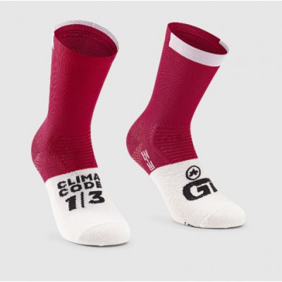 Chaussettes - ASSOS GT Socks C2 - rouge bordeaux décor blanc